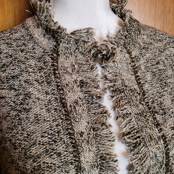 Preswick & Moore Cardigan Sweater with Fringe Sz M Gray - Picture 5 of 8